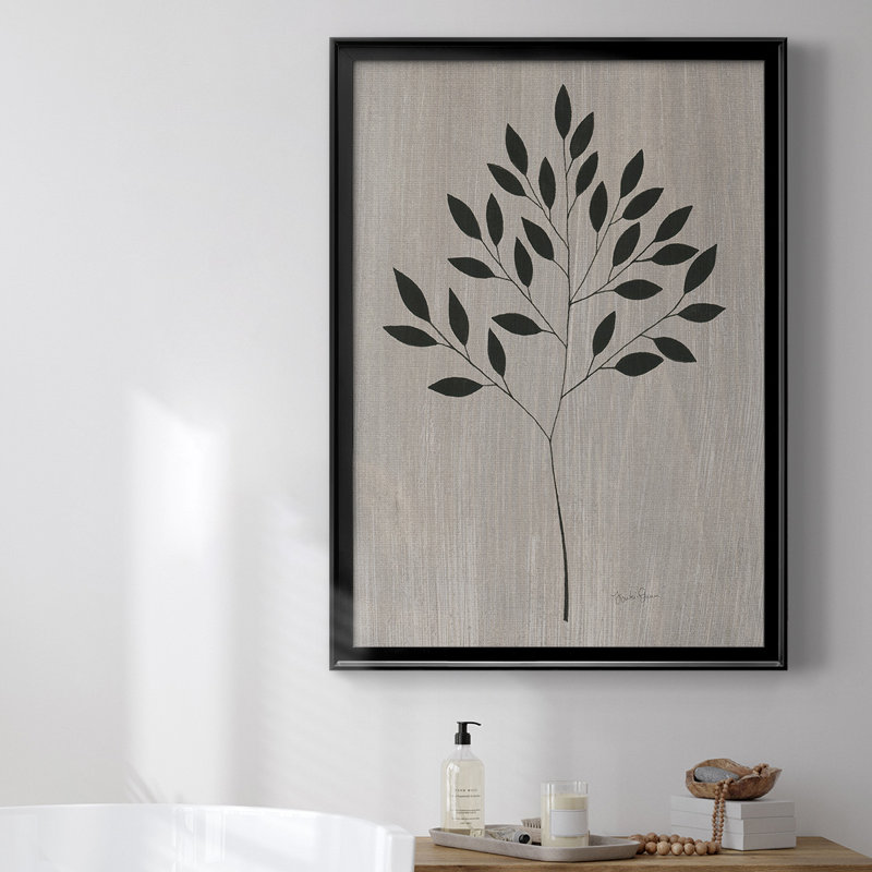 Feuilles et bois I, toile encadrée de qualité supérieure - prête à être accrochée, H 36,5 po x l 26,5 po, Noir
