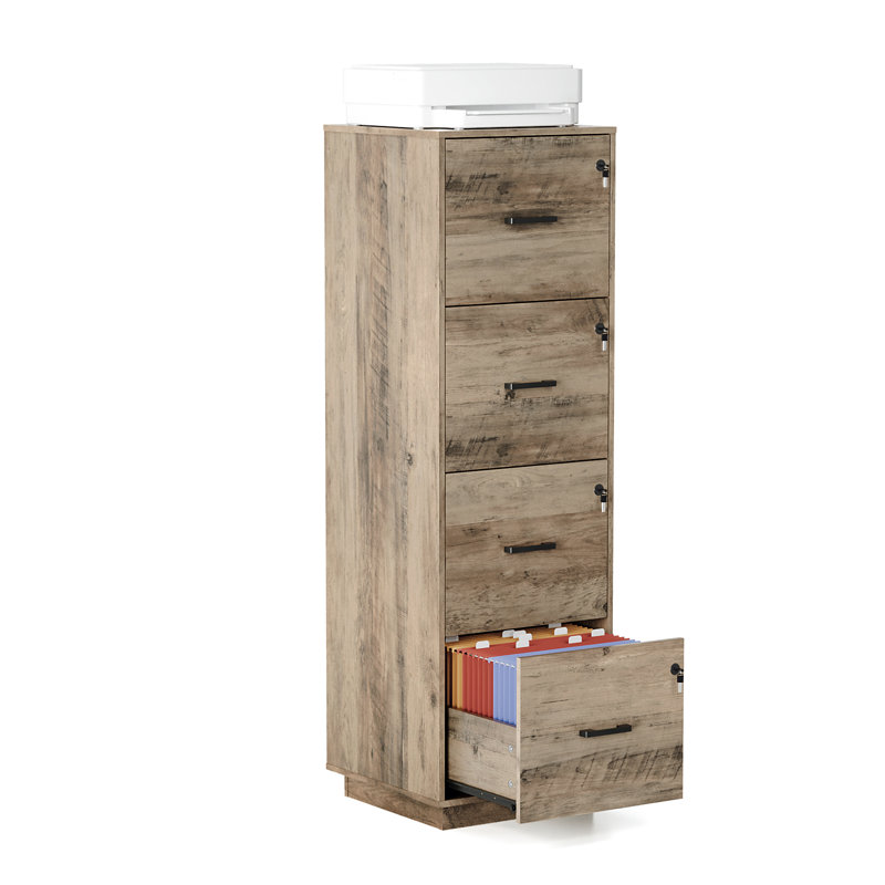 15 pouces en bois gaufré 4 tiroirs, Gris délavé