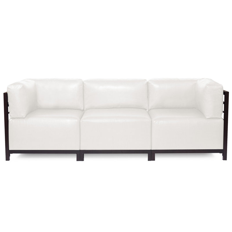 Canapé à accoudoirs coussinés 95,5 po Woodsen, Titane, Simili cuir blanc
