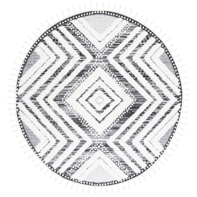 Tapis à poils longs Ulmer, Rond 6 pi 7 po