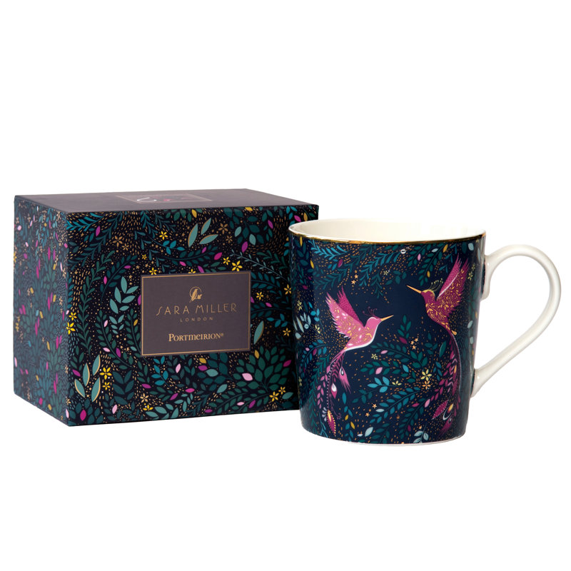 Sara Miller, India - Hummingbird Paradise Midnight Blue Mug