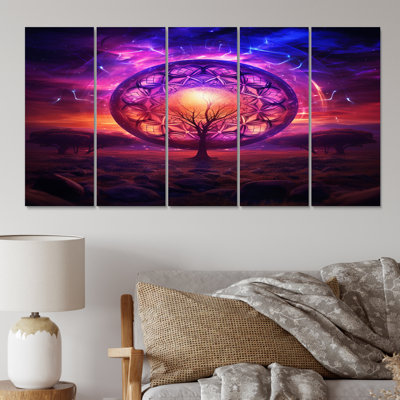 Visionary Tree Of Life - Landscape Trees Canvas Print - 5 Equal Panels