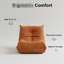 Fauteuil confortable orange avec boutons, mousse à mémoire de forme douce, assise coulissante, rembourrage en mousse