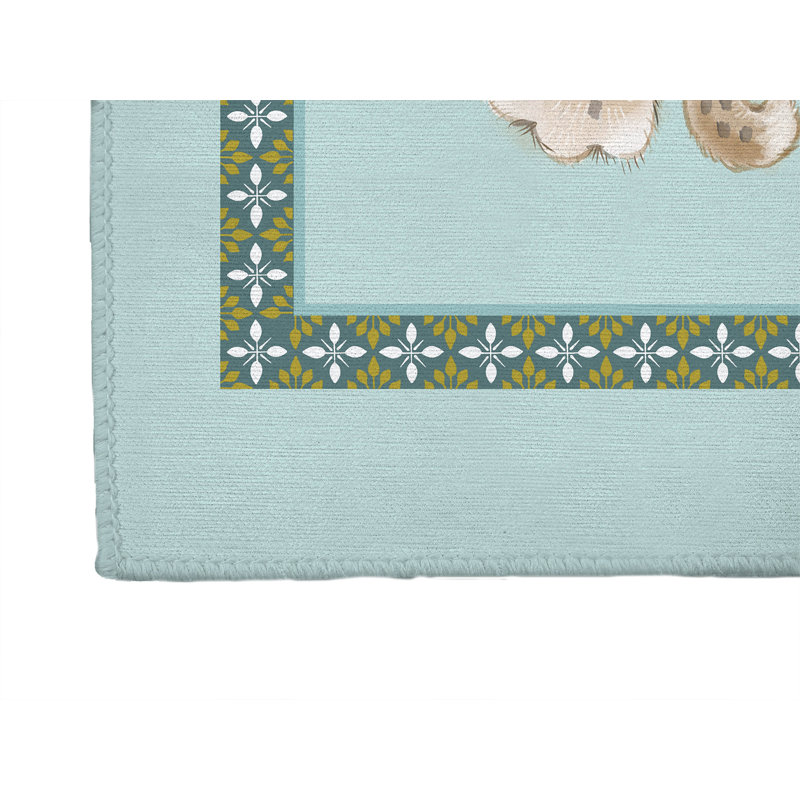 Lil Lying Leopard Kids Play Mat, Rectangle 5' x 7', Blue