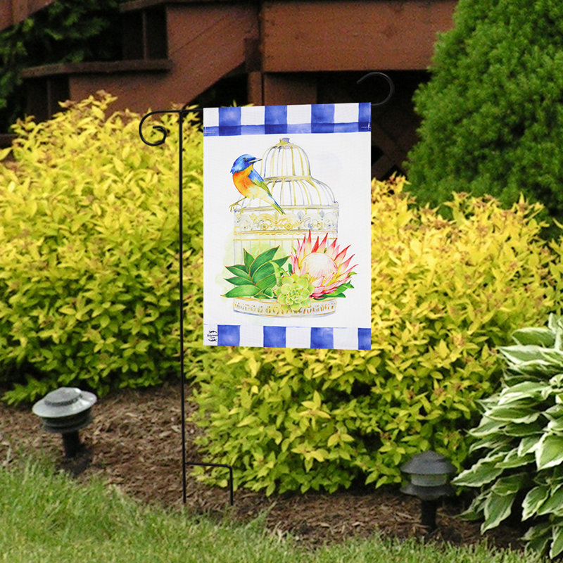 Birdcage Spring Burlap Garden Flag