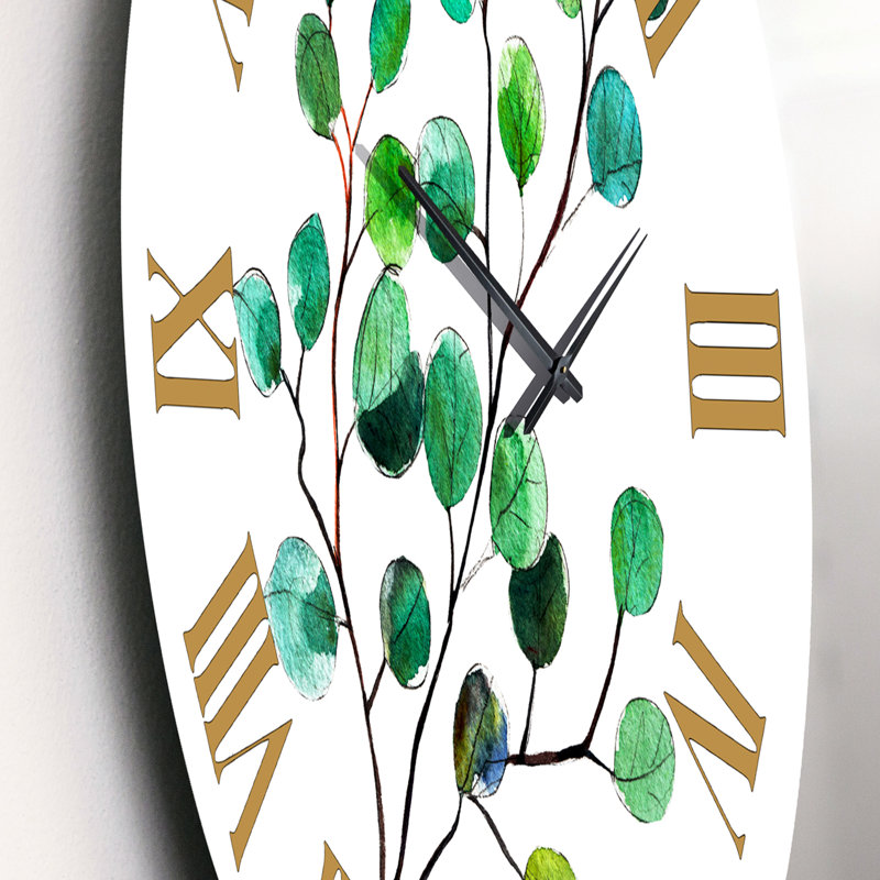 Jeunes feuilles d'eucalyptus et branches IV - Horloge murale traditionnelle, Petit