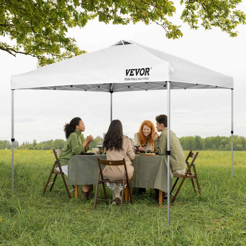 VEVOR White 10x10 ft Adjustable Pop-Up Canopy Tent with Storage Bag