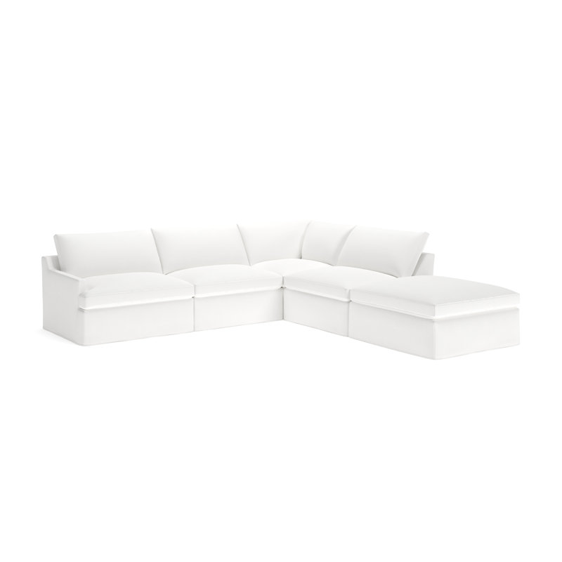 Canapé modulaire 5 pièces Wrenley, Toile lavable blanc cassé Bayou, Croisière à la dérive