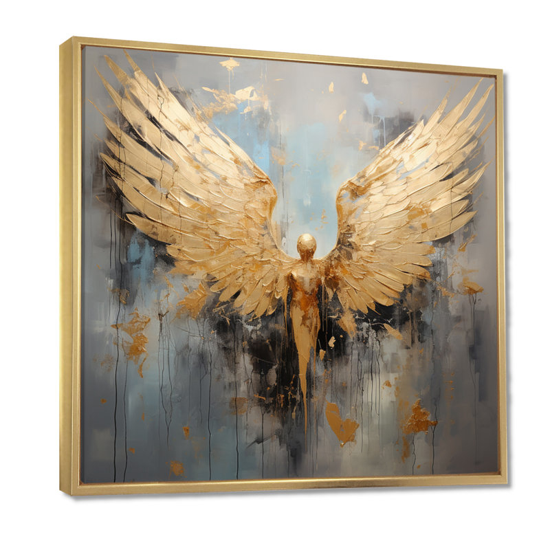 «Angel Angel Radiance», Cadre flottant doré, H 36 po x l 36 po