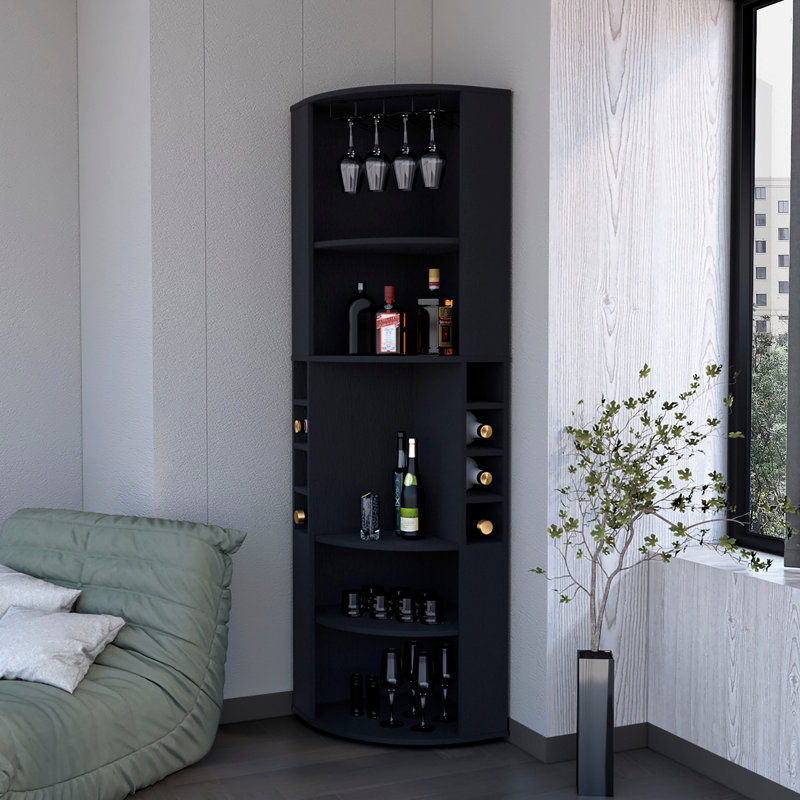 Armoire de bar avec 5 tablettes Alcester, Noir