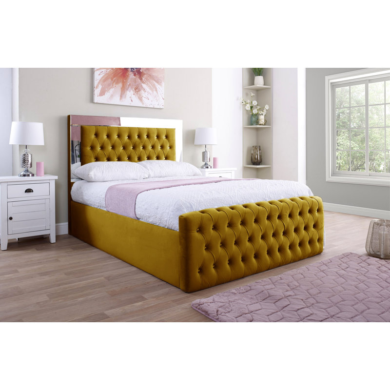 Adrionna Upholstered Bed, Turmeric, Double (4'6)