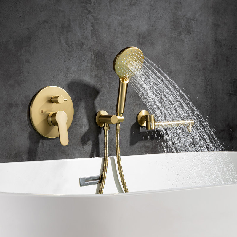1 Handle Roman Tub Faucet with Diverter, Brushed Gold