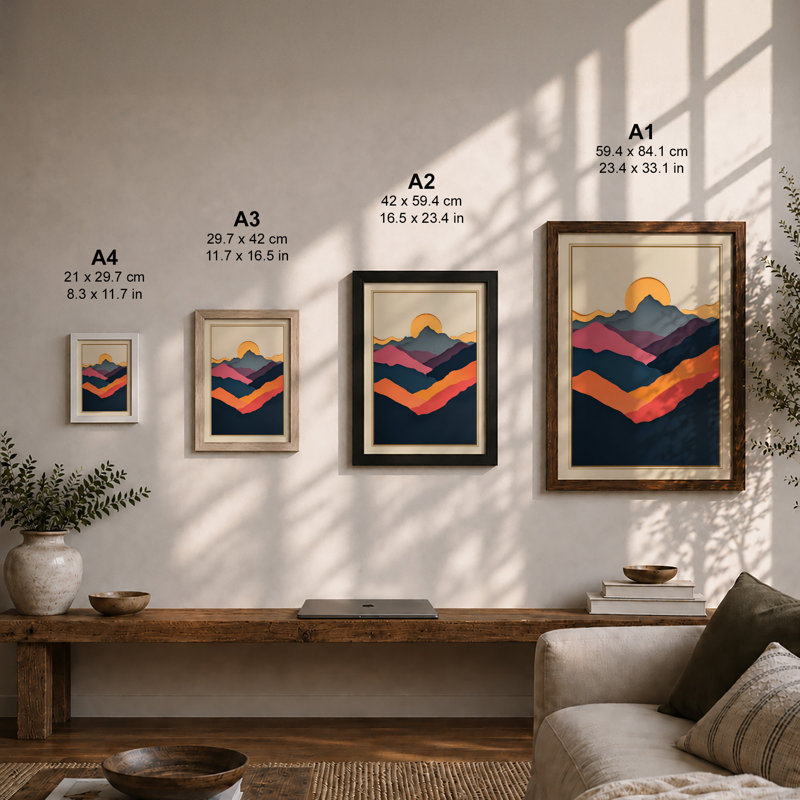 Mountains at Sunrise Modern - Framed Print, Unframed, A1 - 84.1 x 59.4 cm