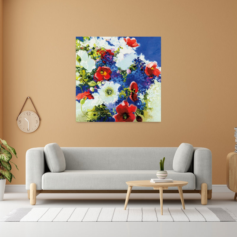 Art floral hortensia contemporain du 4 juillet, H 48 po x l 48 po