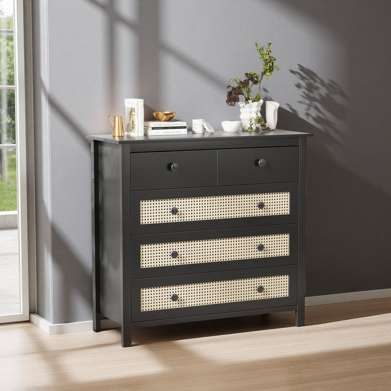 Buffet avec 4 tiroirs, console moderne en bois pour la cuisine, le salon, la salle à manger et le couloir, Noir