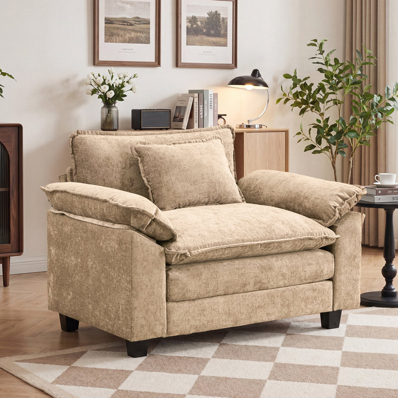 Fauteuil 53 "Comfy Cloud Couch, Chenille kaki