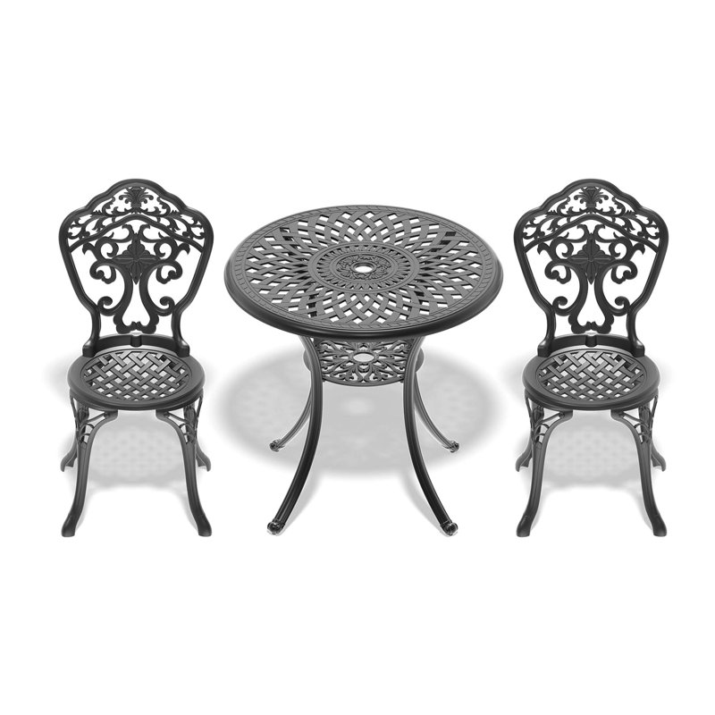 Ensemble 3 pièces de mobilier de salle à manger en fonte d'aluminium avec cadre