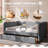 Gingham Daybed With 2 Storage Drawers And Usb Port, Wave-Shaped Design-923049219-923049218
