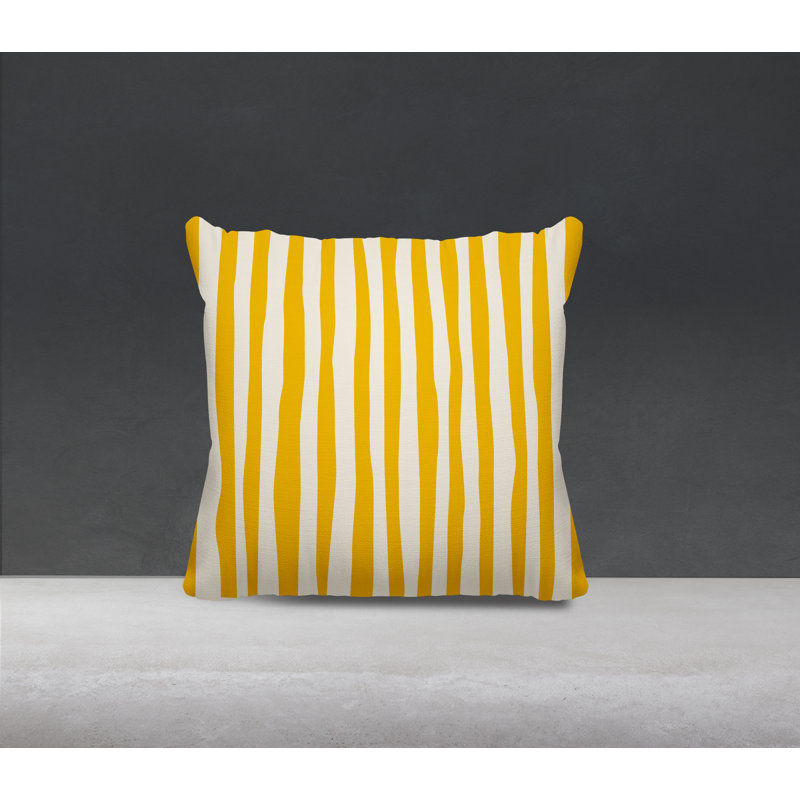 Coussin décoratif réversible Malone, H 15 po x l 15 po, Jaune / blanc cassé