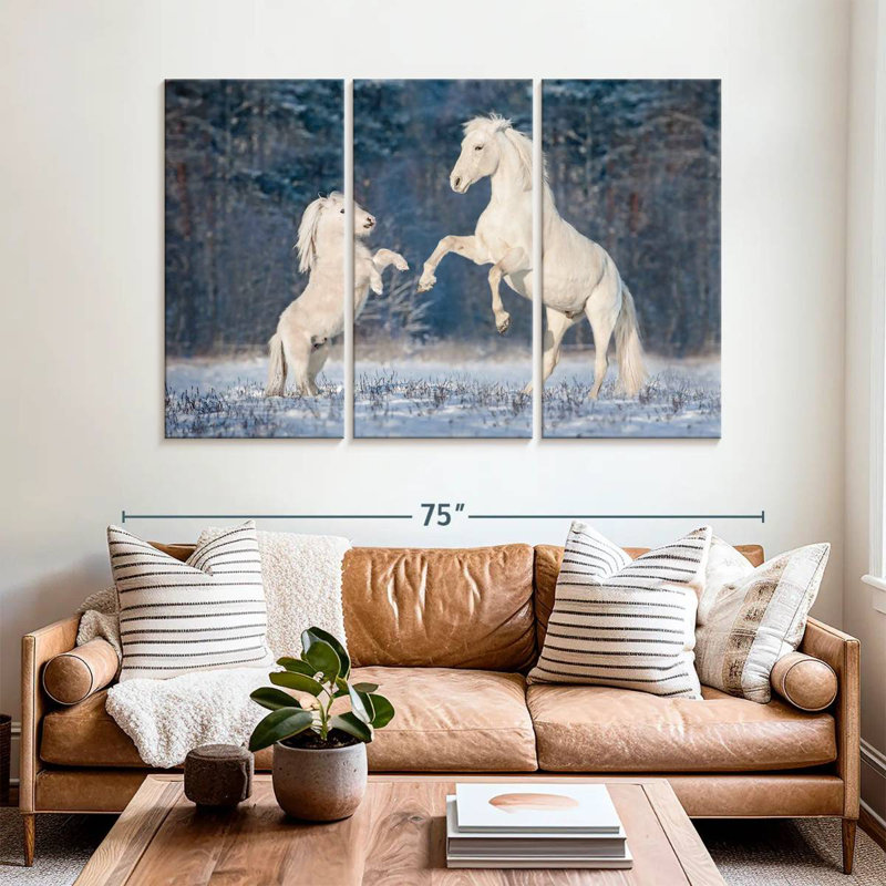 Brampt Winter White Horses, 32" H x 50" W
