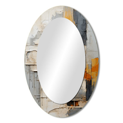Abstract Assemblage I - Yellow Modern Oval Wall Mirror