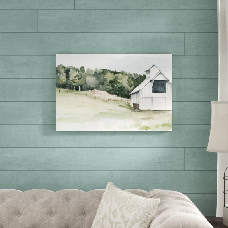 «Watercolor Barn III» par Jennifer Paxton Parker, reproduction d'art sur toile tendue, H 20 po x l 30 po, Non