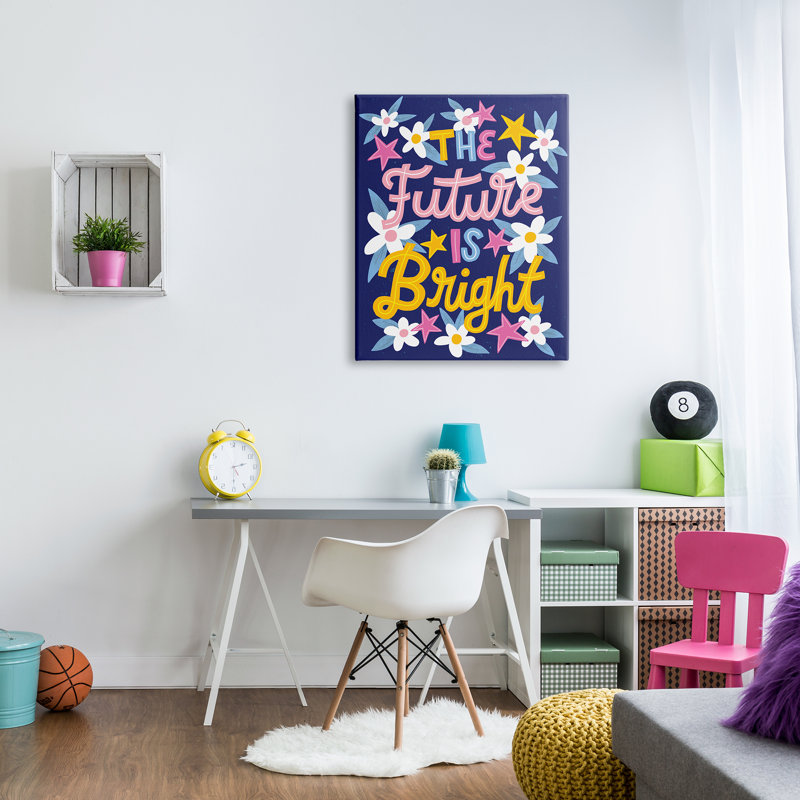 Bright Floral Motivational Canvas Art for Kids Nursery