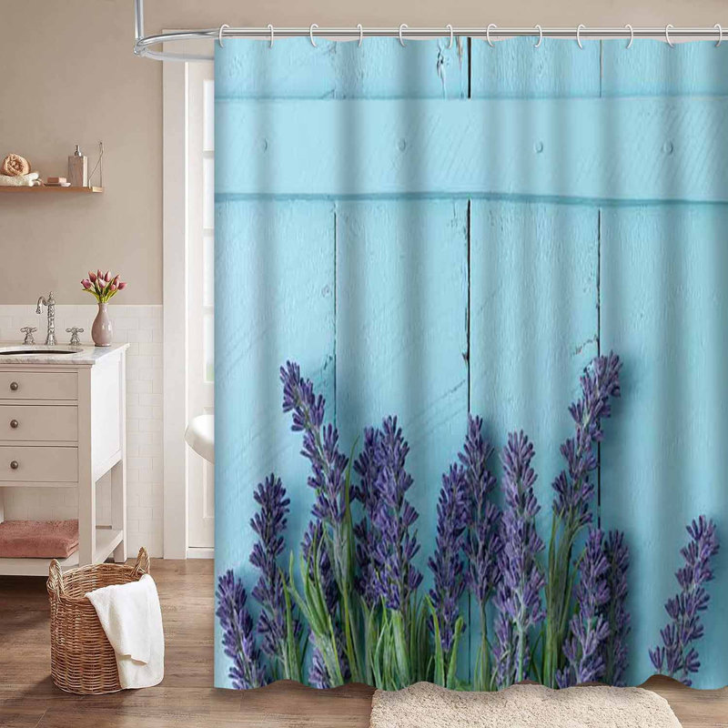 Rideau de douche bleu imperméable, rideaux de douche pour la salle de bain avec 12 crochets, 72" L x 84" W