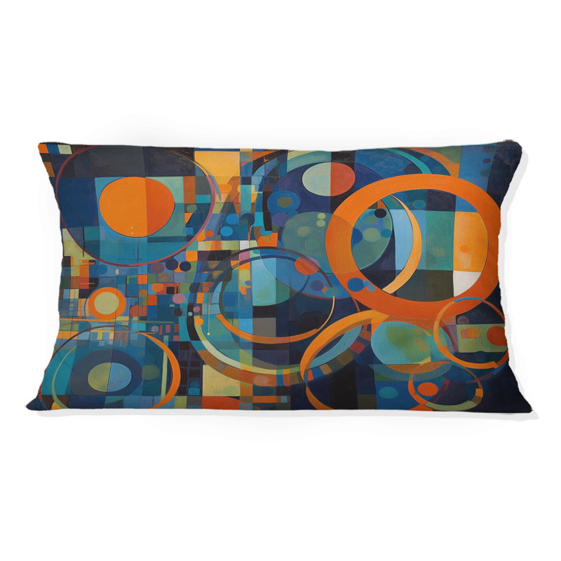Orange Blue Geometry Unleashed II - Abstract Shapes Printed Throw Pillow