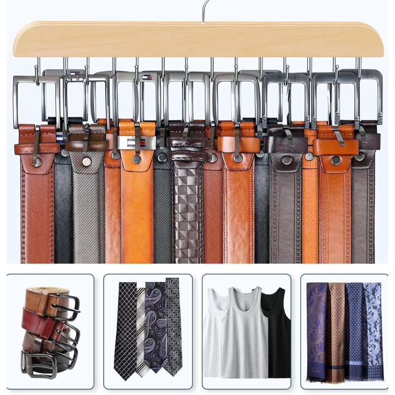 Organisateur de porte-ceinture en bois