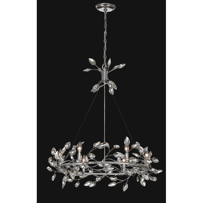Bosley 6 - Light Dimmable Wagon Wheel Chandelier, Silver Leaf