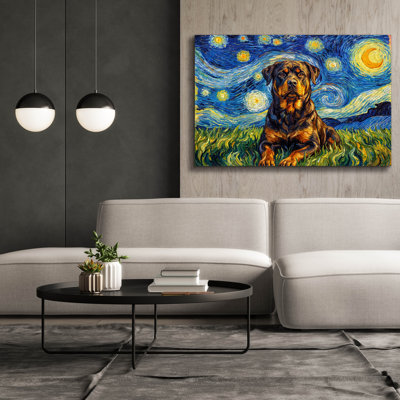  'Rottweiler Starry Night' by Rich Monet Canvas Wall Art, 60" x 40"