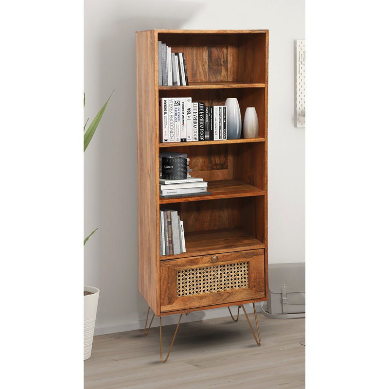 Chetram 1 Drawer Rattan SLim Bookshelf