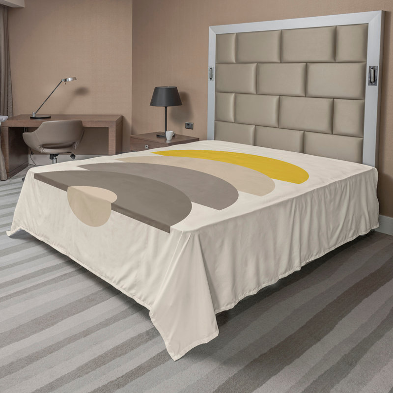 Drap plat moderne de style bohème Ambesonne, Ivoire / moutarde / motif abstrait taupe pâle, Full Flat Sheet