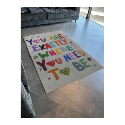 You Are Exactly Where You Need To Be Text Patterned Modern Decorative Rug