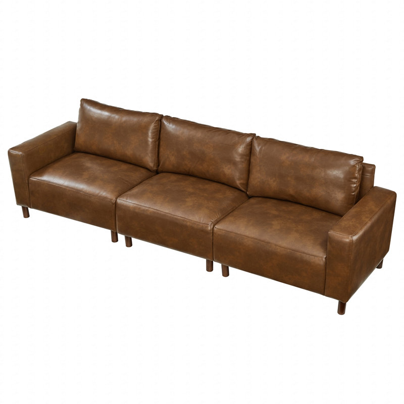 Canapé en cuir synthétique 112 po, Brun