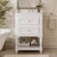 Meuble-lavabo de 20 po avec lavabo en céramique, armoire de rangement avec tablette ouverte, armoire de salle de bain rétro avec 2 tiroirs-1313412857-1313412856
