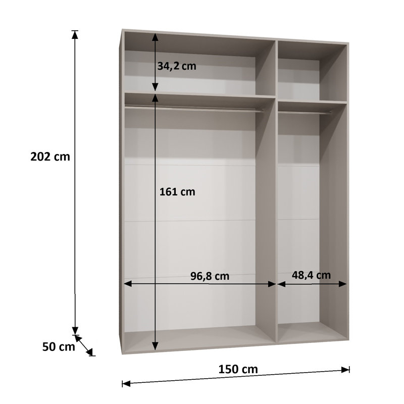 Manufactured Wood Wardrobe, black matt + handles: black