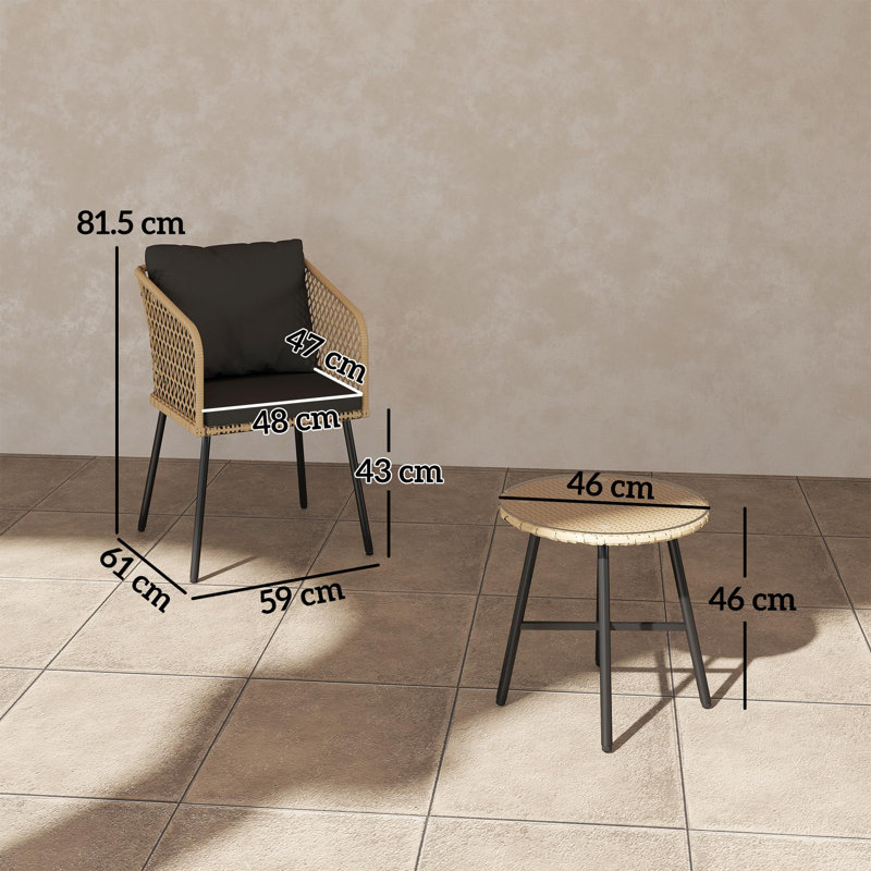 Patio Dining Set with, Black, Brown