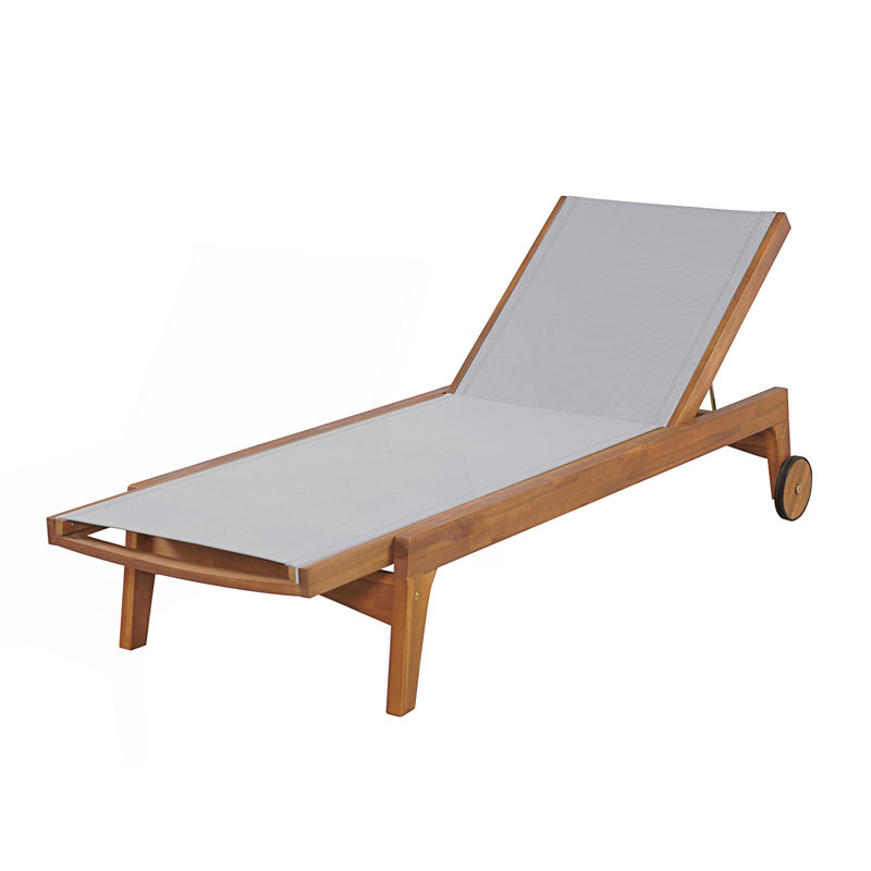 Outdoor Chaise Lounge With Mesh Seating, Gray
