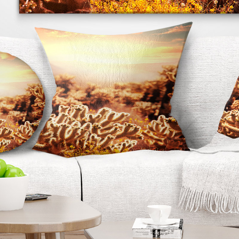 Coussin de parc national cactus à fleurs saguaro, 16 po x 1 po, Coussin décoratif