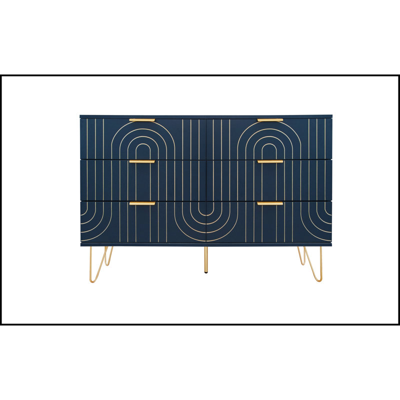 Commode moderne à six tiroirs, Bleu très foncé