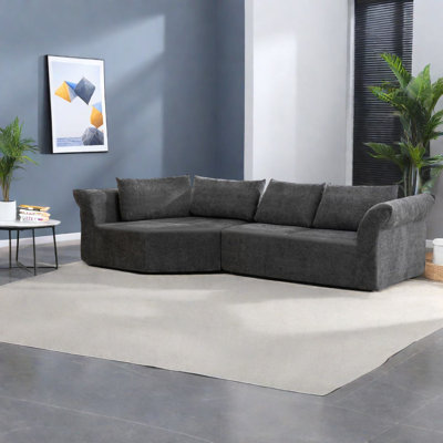 Canapé d'angle modulaire spacieux, coussins en mousse, canapé gris foncé moderne pour la maison