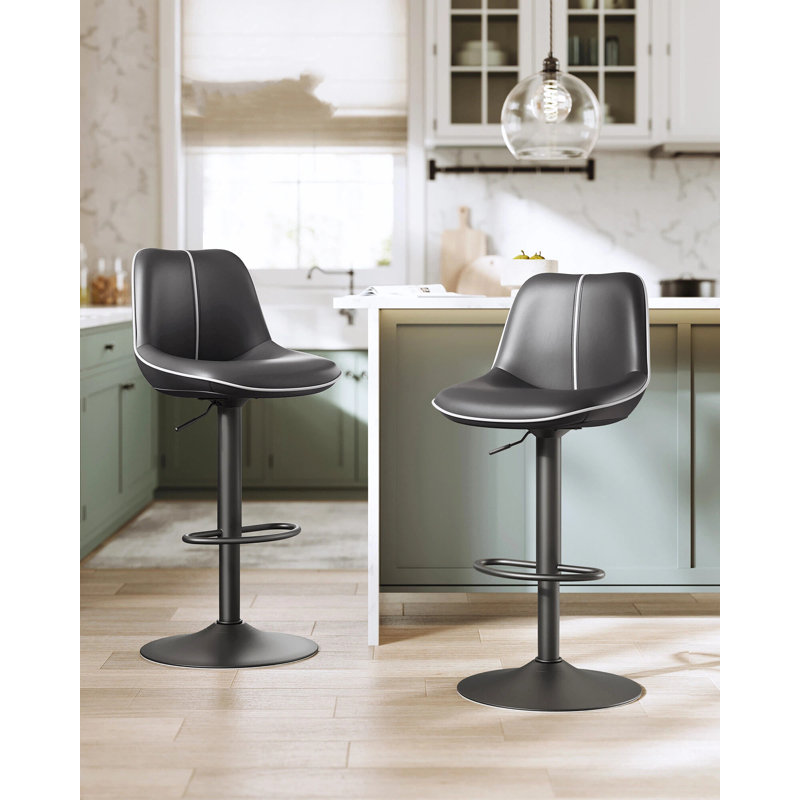 Upholstered Adjustable Height Counter Stool with Metal Frame