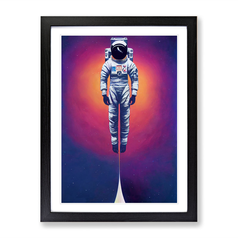 Ascending Astronaut - Single Picture Frame Print, Black, 64cm H x 46cm W