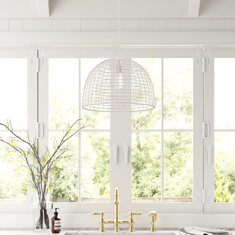 Méridienne à 1 lumière en rotin blanc avec douille blanche Meridian, Blanc, Blanc