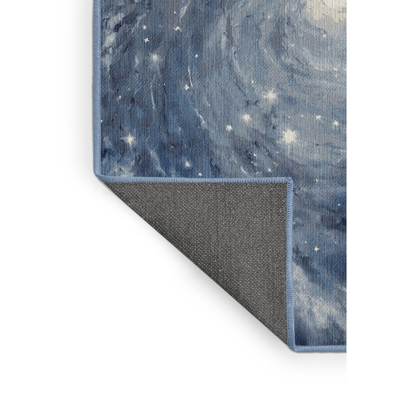 Tapis bleu lavable à la machine, Carré 3 pi
