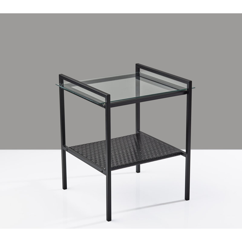 Gaeton Glass Top End Table with Storage