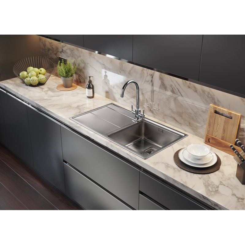 Arlington Single Bowl Inset Kitchen Sink with Waste, Left hand