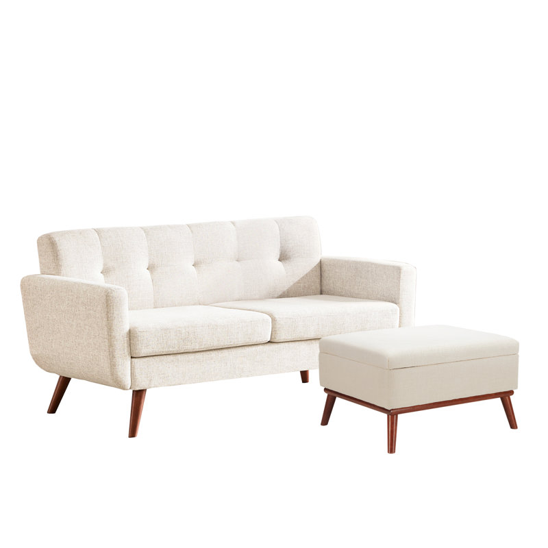  Ensemble de canapé-lit capitonné l 65 po avec repose-pieds, Beige